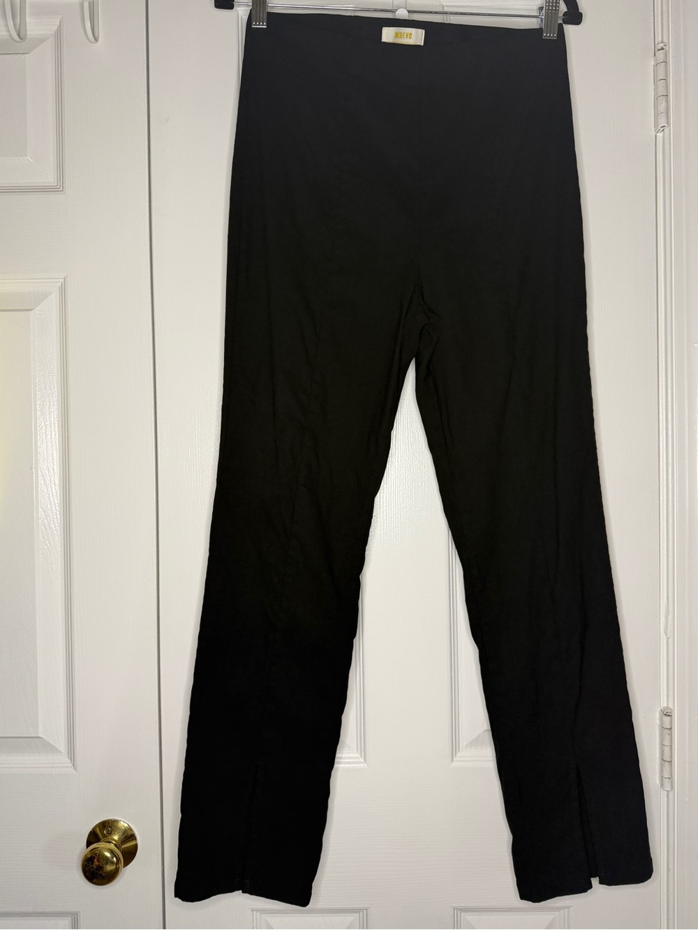 Maeve by Anthropologie Black Straight-Leg front split pant